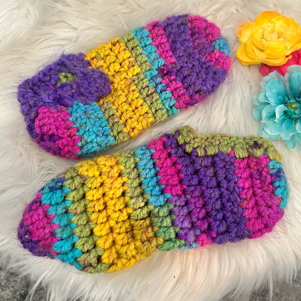 Colorful Crochet Slipper Socks Ultra Soft M/L